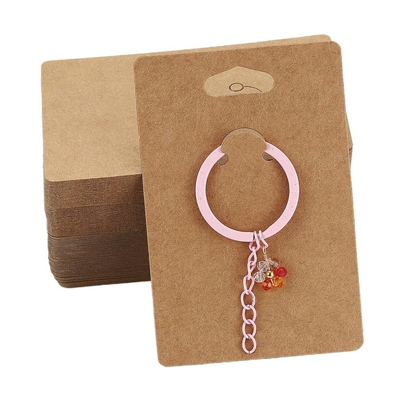 50Pieces/set Jewelry Cards for Selling Keychain Card Holder Brown Paper  Keychains Jewelry Display Cards Retail Supply BBW
